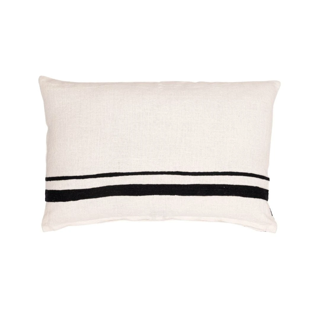 Arias Linen Cushion Cover | White/Black 40x60cm 1 Arias Linen Cushion Cover | White/Black 40x60cm