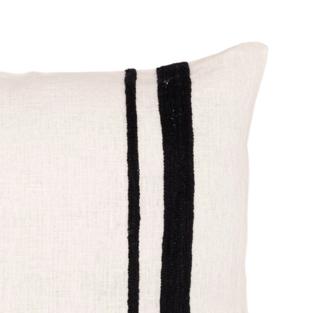 Arias Linen Cushion Cover | White/Black 45x45cm 3 Arias Linen Cushion Cover | White/Black 45x45cm - Image 3