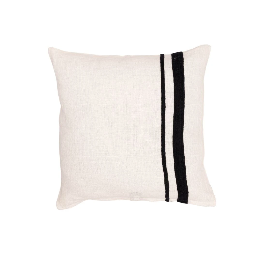 Arias Linen Cushion Cover | White/Black 45x45cm 1 Arias Linen Cushion Cover | White/Black 45x45cm