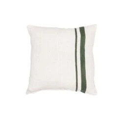 Arias Linen Cushion Cover | White/Olive 45x45cm