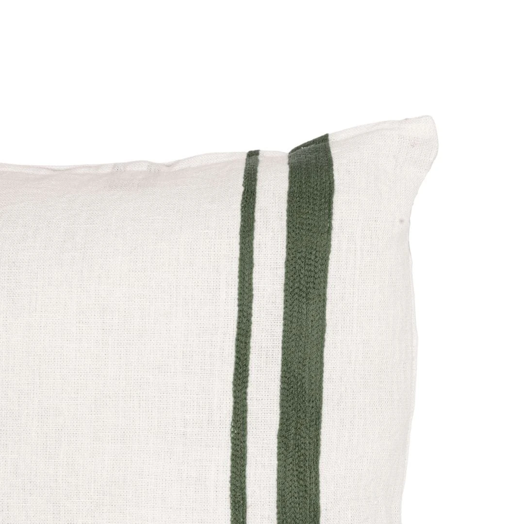 Arias Linen Cushion Cover | White/Olive 45x45cm 2 Arias Linen Cushion Cover | White/Olive 45x45cm - Image 2