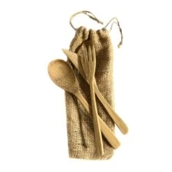 Bamboo Cutlery Set With Jute Bag