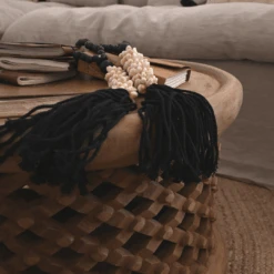 Beaded Tassel With Seashell | Black -Home Sale Shop zoco home beaded tassel with seashell black 60823897178455