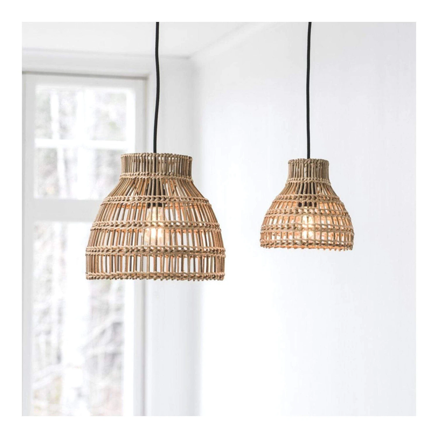 Braided Rattan Pendant Lamp | Natural 18cm 2 Braided Rattan Pendant Lamp | Natural 18cm - Image 2