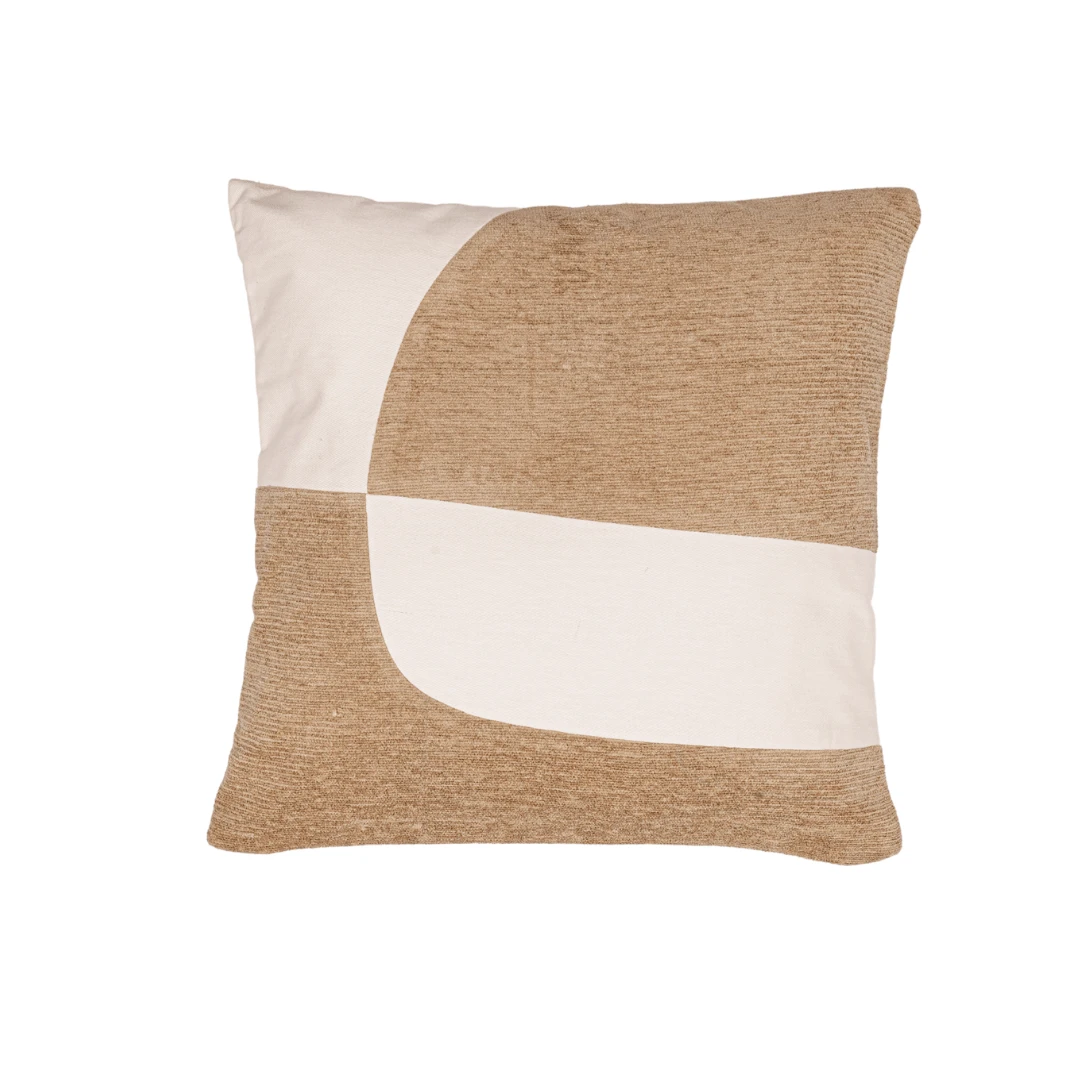 Patchwork Cotton Cushion | Natural / Camel 50x50cm 1 Patchwork Cotton Cushion | Natural / Camel 50x50cm
