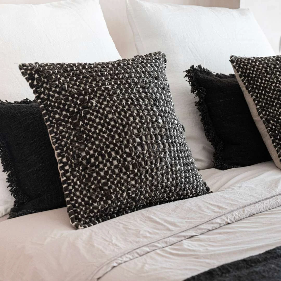 Cotton Cushion Cover Fancy | Black 50x50cm 2 Cotton Cushion Cover Fancy | Black 50x50cm - Image 2