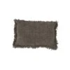 Cotton Cushion Cover Fringed Edge | Charcoal 40x60cm