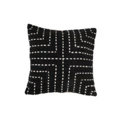 Cotton Cushion Cover Multi Stitch | Black 50x50cm