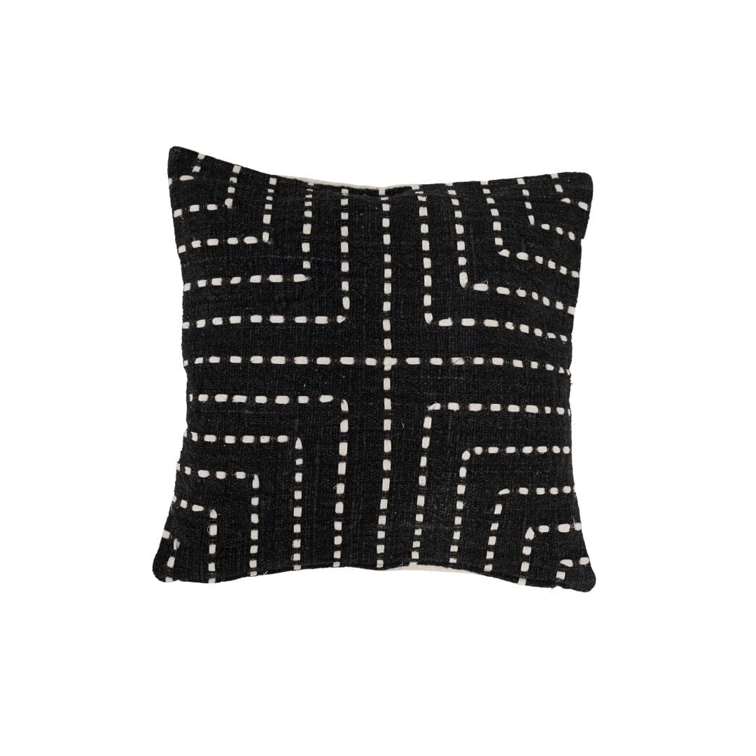 Cotton Cushion Cover Multi Stitch | Black 50x50cm 1 Cotton Cushion Cover Multi Stitch | Black 50x50cm