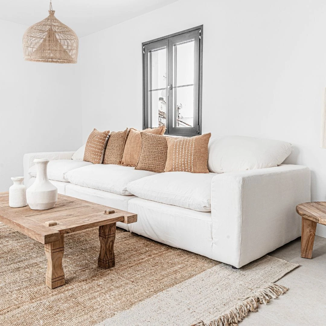 Cotton Cushion Cover Multi Stitch | Oatmeal 50x50cm 3 Cotton Cushion Cover Multi Stitch | Oatmeal 50x50cm - Image 3