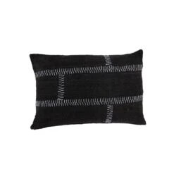 Cotton Cushion Cover Rustic Stitch | Black 40x60cm
