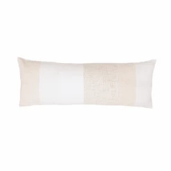 Patchwork Cotton Linen Cushion | White / Natural 80x30cm