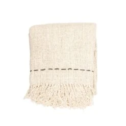 Soraya Cotton Throw Lines | Off-White | 235x130cm