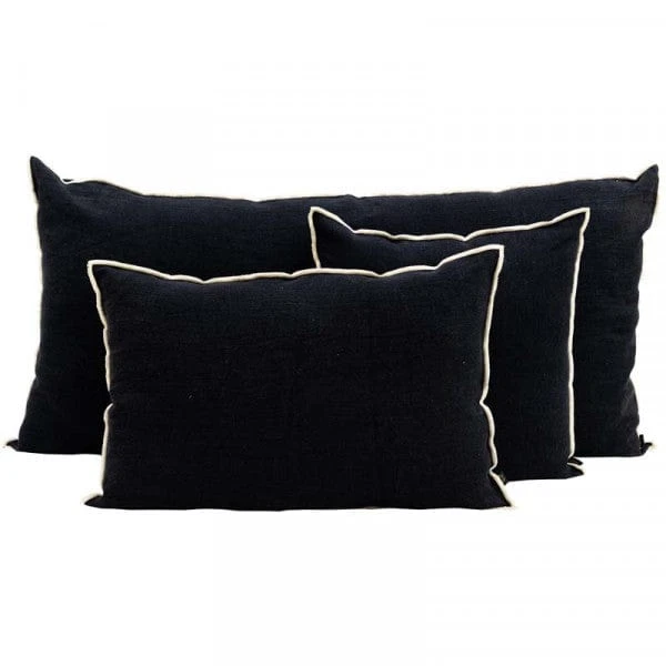 Linen Cushion Cover Nai Edge | Black 45x45cm 6 Linen Cushion Cover Nai Edge | Black 45x45cm - Image 6