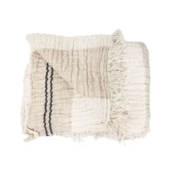 Fouta Throw | Black / White / Sand | 160x150cm -Home Sale Shop zoco home fouta throw black white sand 160x150cm textiles 57735523893591