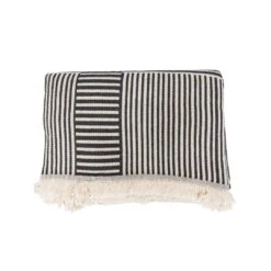 Fouta Throw Stripes | Natural / Stonewashed Black | 140x180cm