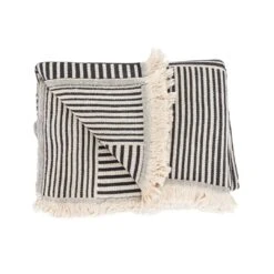 Fouta Throw Stripes | Natural / Stonewashed Black | 140x180cm -Home Sale Shop zoco home fouta throw stripes natural stonewashed black 140x180cm textiles 57735539130711