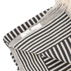 Fouta Throw Stripes | Natural / Stonewashed Black | 140x180cm -Home Sale Shop zoco home fouta throw stripes natural stonewashed black 140x180cm textiles 57735539196247