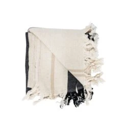 Fouta Towel | Black / White / Sand | 90x180cm -Home Sale Shop zoco home fouta towel black white sand 90x180cm textiles 57735602504023