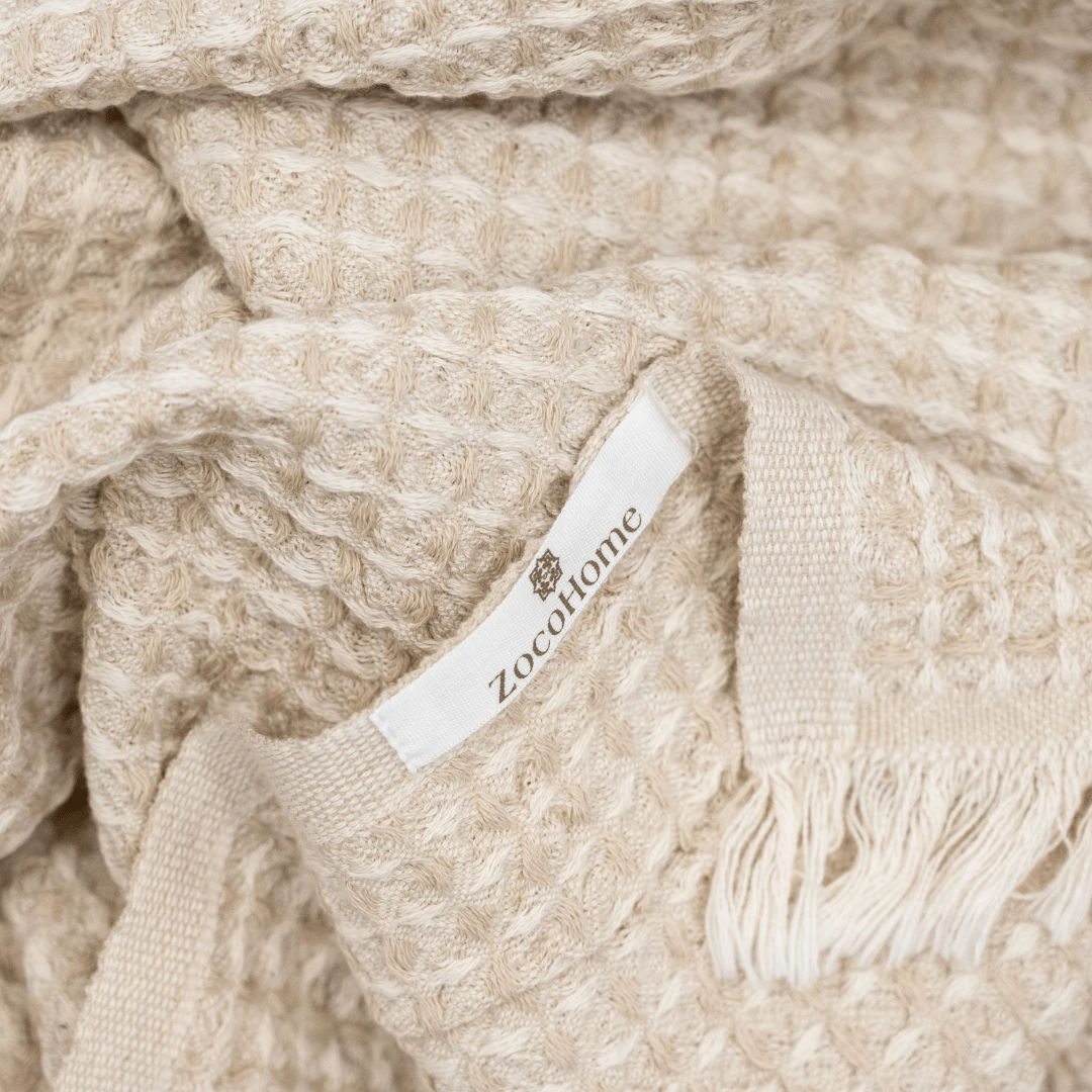 Fouta Waffle Towel | Beige 95x180cm 4 Fouta Waffle Towel | Beige 95x180cm - Image 4