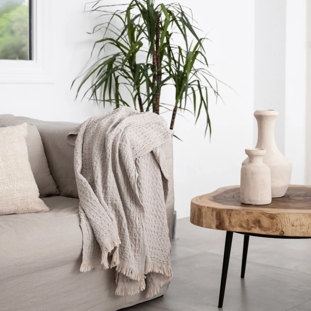 Fouta Waffle | Stone 95x180cm 3 Fouta Waffle | Stone 95x180cm - Image 3