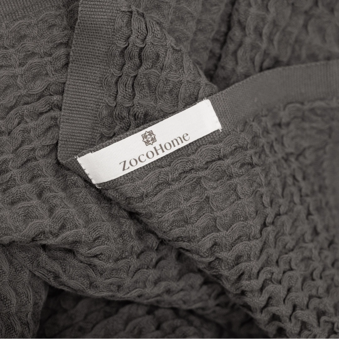 Fouta Waffle Towel | Dark Grey 85x170cm 5 Fouta Waffle Towel | Dark Grey 85x170cm - Image 5