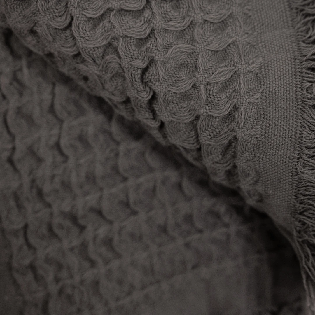 Fouta Waffle Towel | Dark Grey 85x170cm 4 Fouta Waffle Towel | Dark Grey 85x170cm - Image 4