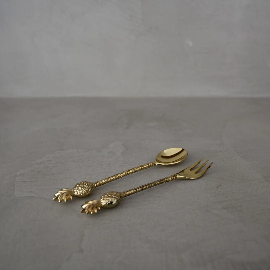 Iron Pineapple Spoon | Polished Brass 17cm 2 Iron Pineapple Spoon | Polished Brass 17cm - Image 2