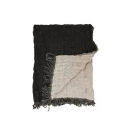 Linen Bedspread | Natural/Black | 135x200cm