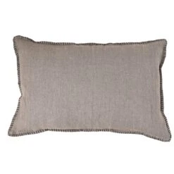 Linen Cushion Cover | Embroidered Edge | Granit 40x60cm