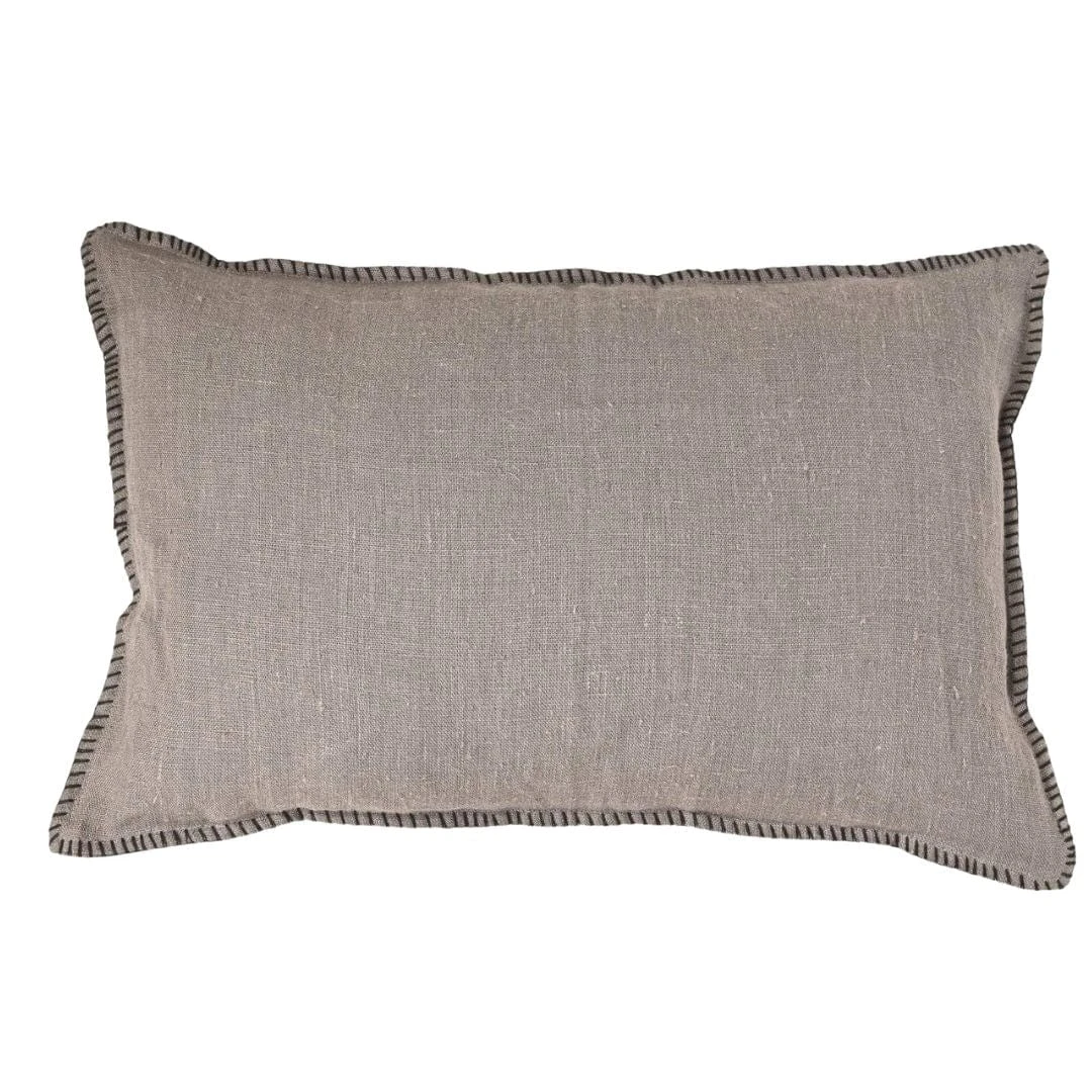 Linen Cushion Cover | Embroidered Edge | Granit 40x60cm 1 Linen Cushion Cover | Embroidered Edge | Granit 40x60cm