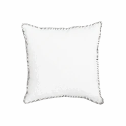 Linen Cushion Cover | Embroidered Edge | White 45x45cm