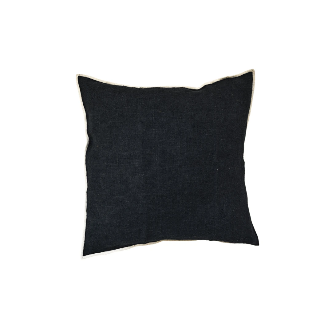 Linen Cushion Cover Nai Edge | Black 45x45cm 1 Linen Cushion Cover Nai Edge | Black 45x45cm