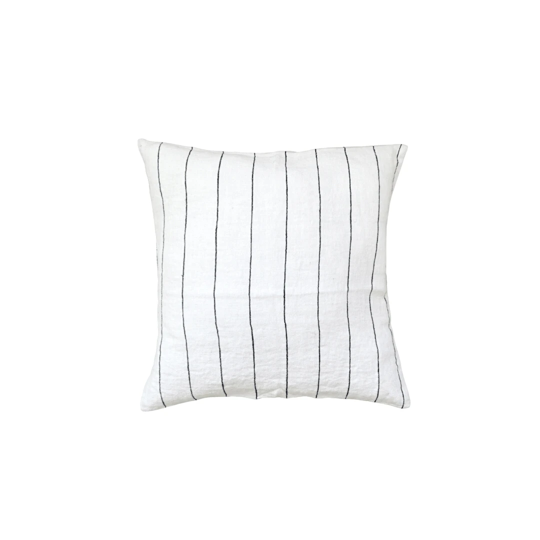 Linen Cushion Cover | Stonewashed White/Black45x45cm 1 Linen Cushion Cover | Stonewashed White/Black45x45cm