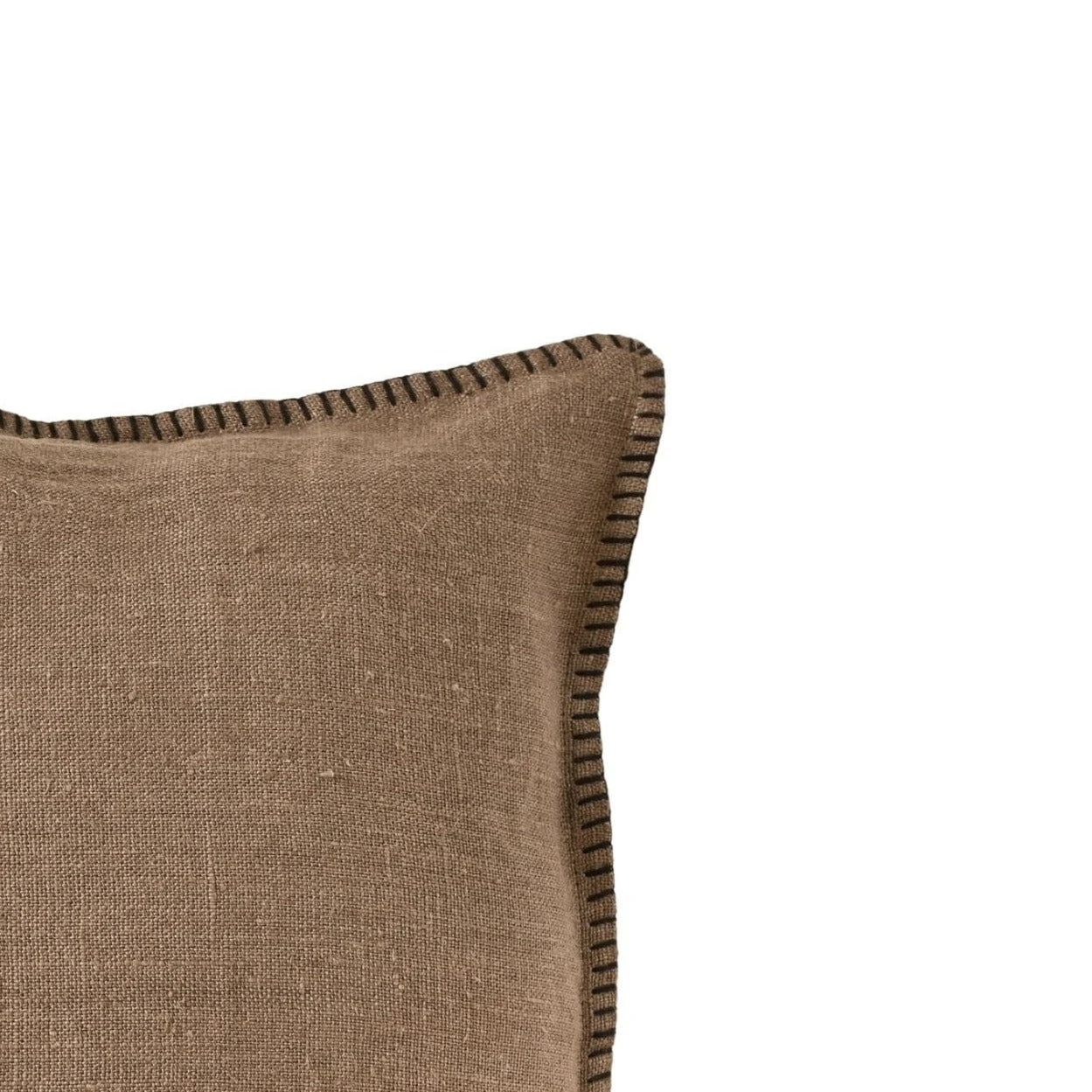 Linen Cushion Cover | Embroided Edge Brownie | 45x45cm 3 Linen Cushion Cover | Embroided Edge Brownie | 45x45cm - Image 3