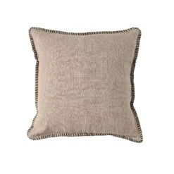 Linen Cushion Cover | Embroidered Edge | Natural 45x45cm