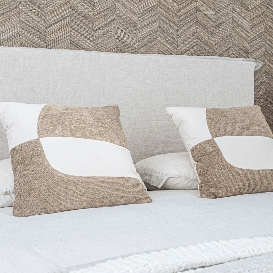 Patchwork Cotton Cushion | Natural / Camel 50x50cm 4 Patchwork Cotton Cushion | Natural / Camel 50x50cm - Image 4