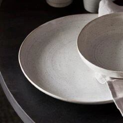 Pion Stoneware Dinner Plate | White/Grey 28.5x3.5cm -Home Sale Shop zoco home pion stoneware dinner plate white grey 28 5x3 5cm home accessories 38690460991700