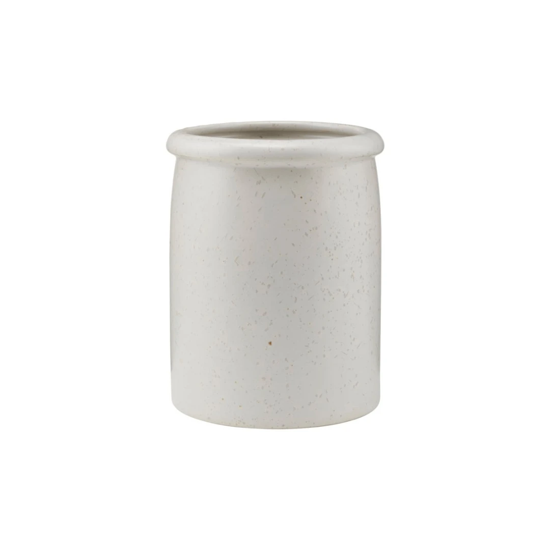 Pion Stoneware Jar | White/Grey 11.5x15cm