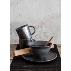 Pion Stoneware Lunch Plate | Black 21.5x3cm -Home Sale Shop zoco home pion stoneware lunch plate black 21 5x3cm home accessories 36371626164436