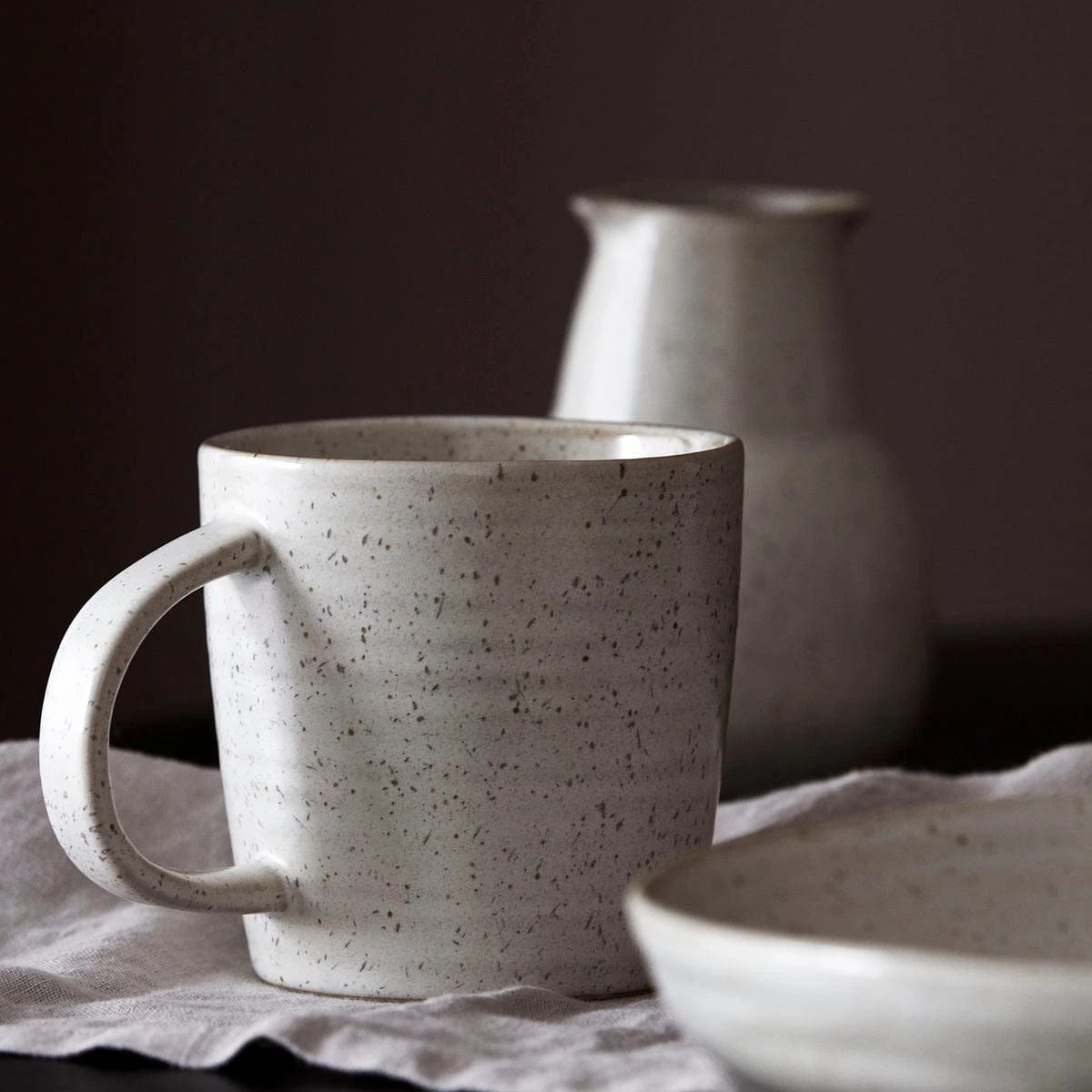 Pion Stoneware Mug | White/Grey 9x9cm 2 Pion Stoneware Mug | White/Grey 9x9cm - Image 2