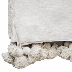 PomPom Blanket | White -Home Sale Shop zoco home pompom blanket white throws blankets 38609496015060