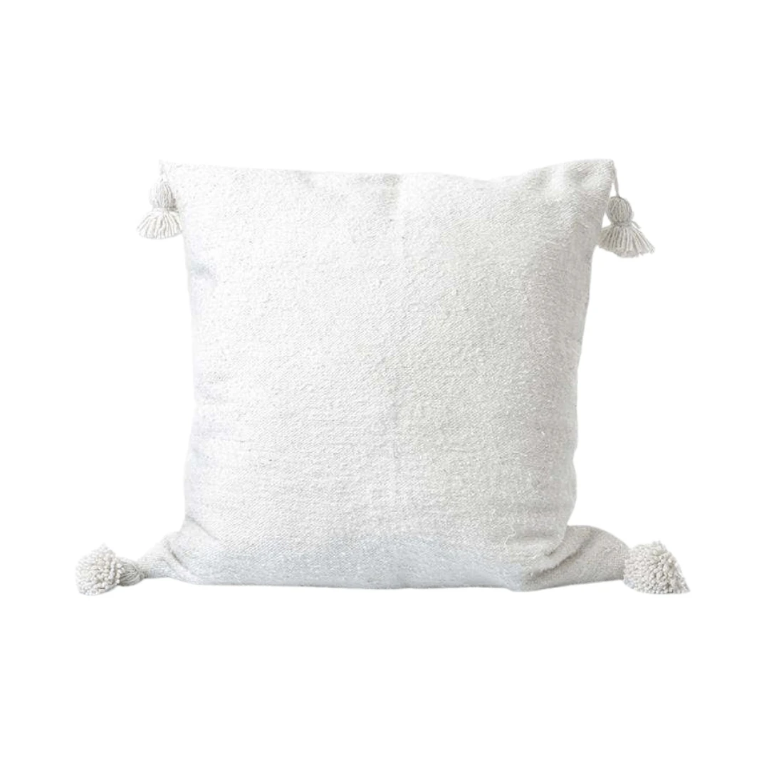PomPom Cushion Cover | White 50x50cm 1 PomPom Cushion Cover | White 50x50cm