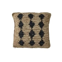 Raffia Cushion Cover | Black Motif | 50x50cm