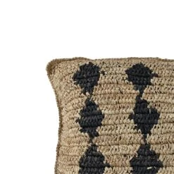 Raffia Cushion Cover | Black Motif | 50x50cm -Home Sale Shop zoco home raffia cushion cover black motif 50x50cm textiles 60823886299479