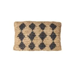 Raffia Cushion Cover | Black Motif | 40x60cm