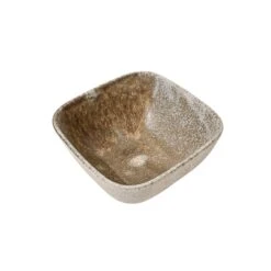 Squared Stoneware Bowl | Taupe/Grey 15x15x7.5cm