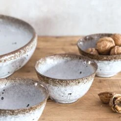 Stoneware Bowl | White/Brown 12x7cm -Home Sale Shop zoco home stoneware bowl white brown 12x7cm kitchenware 36317501587668