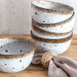 Stoneware Bowl | White/Brown 15x8cm -Home Sale Shop zoco home stoneware bowl white brown 15x8cm kitchenware 36512173129940