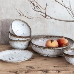 Stoneware Bowl | White/Brown 15x8cm -Home Sale Shop zoco home stoneware bowl white brown 15x8cm kitchenware 36512174407892